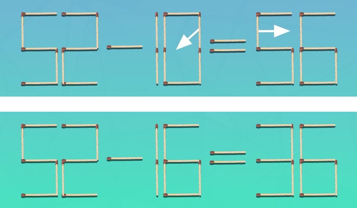 Egy nagyon nehéz rejtvény: csak 2 gyufát kell mozgatnod, hogy az egyenlőség helyes legyen.