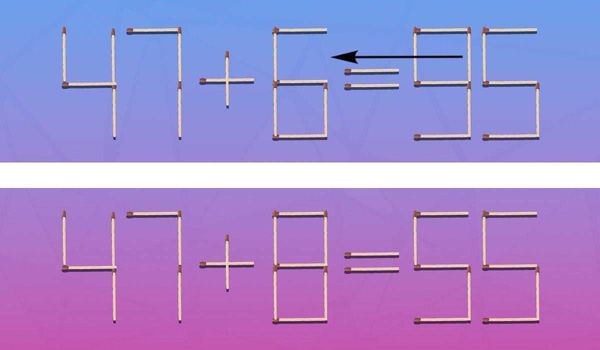 Melyik gyufát kell átrendezni ahhoz, hogy az egyenlet helyes legyen: rejtvény zseniknek.